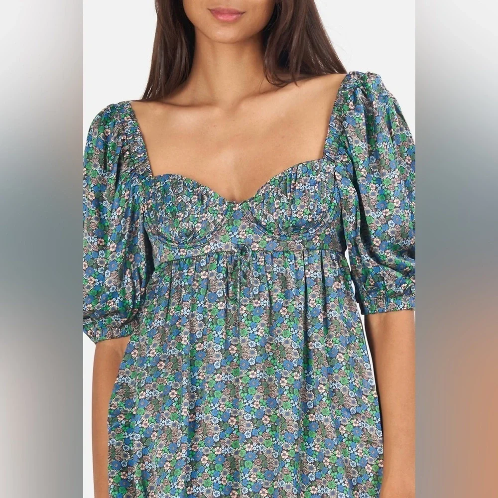 For Love And Lemons Alisa Mini Dress In Green - Picture 4 of 10